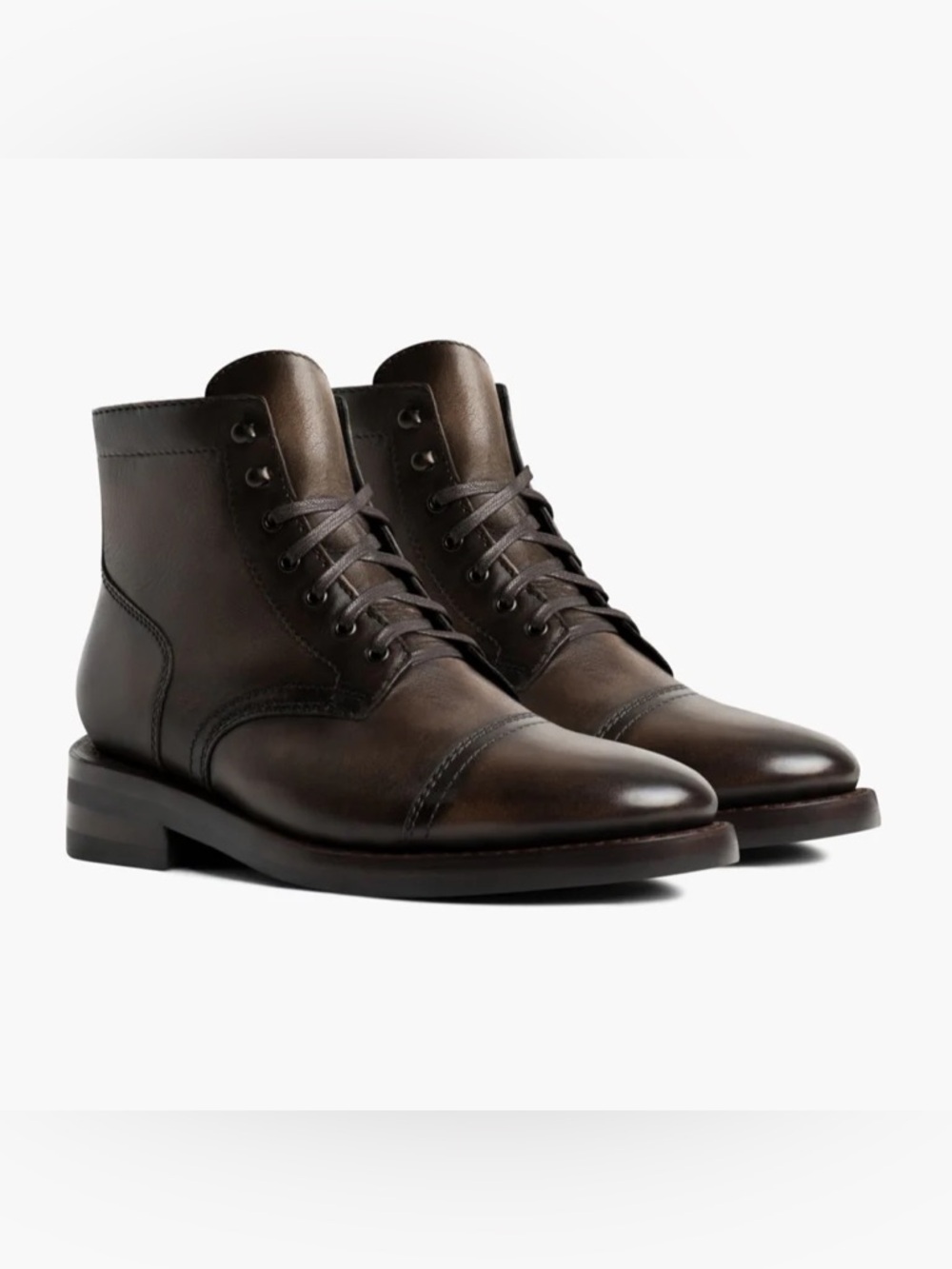 Thursday Boot Company Brown Leather Cap-Toe Lace-Up Boots